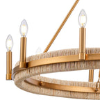 Arabela Lighting Copa 41'' Copa Chandelier In  Brass With Natural Corn Leaf