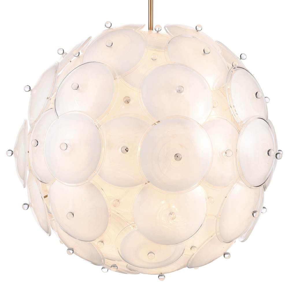 Arabela Lighting Tallulah 38'' Tallulah Pendant In Lacquered Gold With White Swirl Glass With Clear Edging