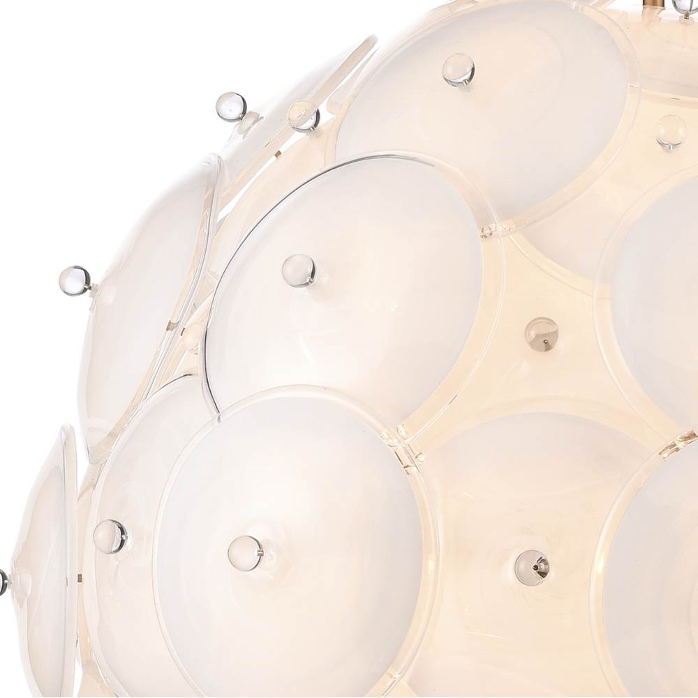 Arabela Lighting 85121-24 Lacquered Gold 38'' Tallulah Pendant In Lacquered Gold With White Swirl Glass With Clear Edging Image 5