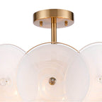Arabela Lighting 85123-6 Lacquered Gold 24'' Tallulah Pendant In Lacquered Gold With White Swirl Glass With Clear Edging Image 6