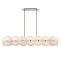 Arabela Lighting 85124-8 Lacquered Gold 53.5'' Tallulah Linear Chandelier In Lacquered Gold With White Swirl Glass And Clear Edging Image 1