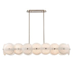 Arabela Lighting 85124-8 Lacquered Gold 53.5'' Tallulah Linear Chandelier In Lacquered Gold With White Swirl Glass And Clear Edging Image 1