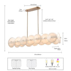 Arabela Lighting 85124-8 Lacquered Gold 53.5'' Tallulah Linear Chandelier In Lacquered Gold With White Swirl Glass And Clear Edging Image 2