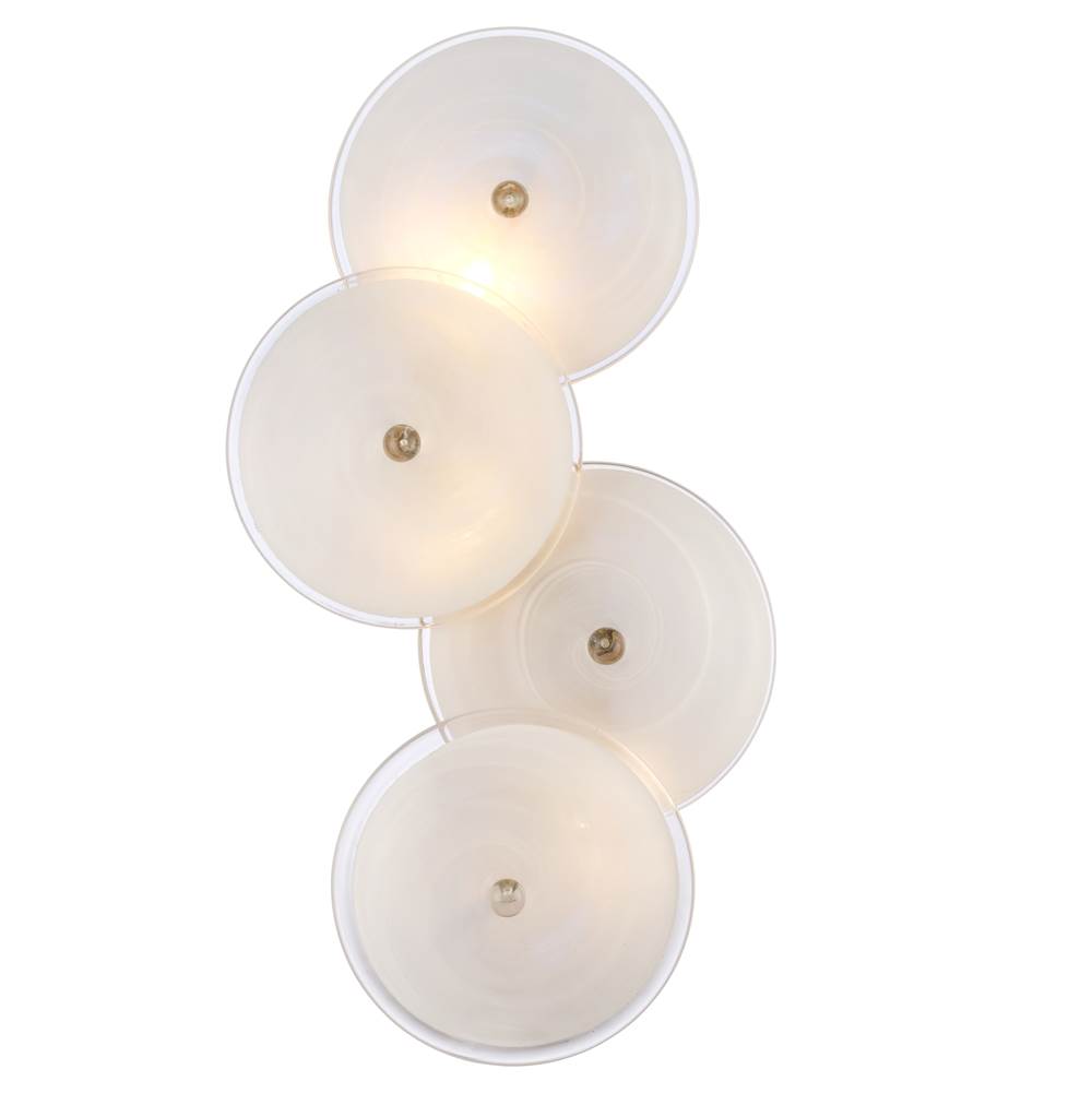 Arabela Lighting 85125-3 Lacquered Gold 27.5'' Tallulah Sconce In Lacquered Gold With White Swirl Glass And Clear Edging Image 1