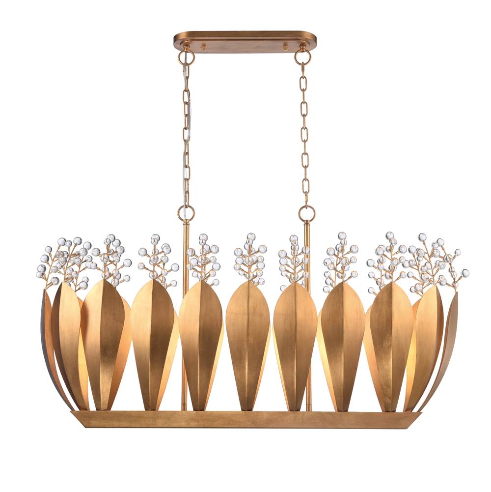 Arabela Lighting 85130-7 Antique Gold Leaf 47.5''  Callista Linear Chandelier In  Antique Gold Leaf With Clear Crytals Image 1