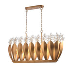 Arabela Lighting Callista 47.5''  Callista Linear Chandelier In  Antique Gold Leaf With Clear Crytals