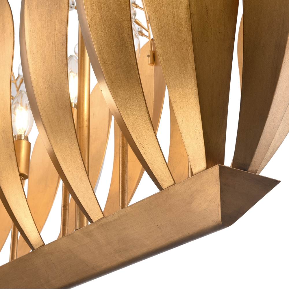 Arabela Lighting 85130-7 Antique Gold Leaf 47.5''  Callista Linear Chandelier In  Antique Gold Leaf With Clear Crytals Image 4