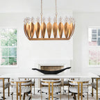 Arabela Lighting 85130-7 Antique Gold Leaf 47.5''  Callista Linear Chandelier In  Antique Gold Leaf With Clear Crytals Image 3