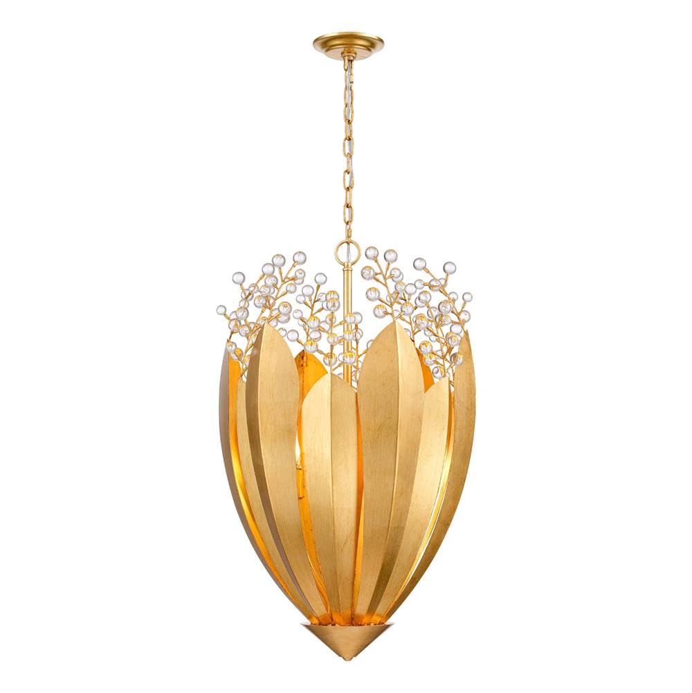Arabela Lighting 85131-6 Antique Gold Leaf 32''  Callista Chandelier In  Antique Gold Leaf With Clear Crytal Image 1