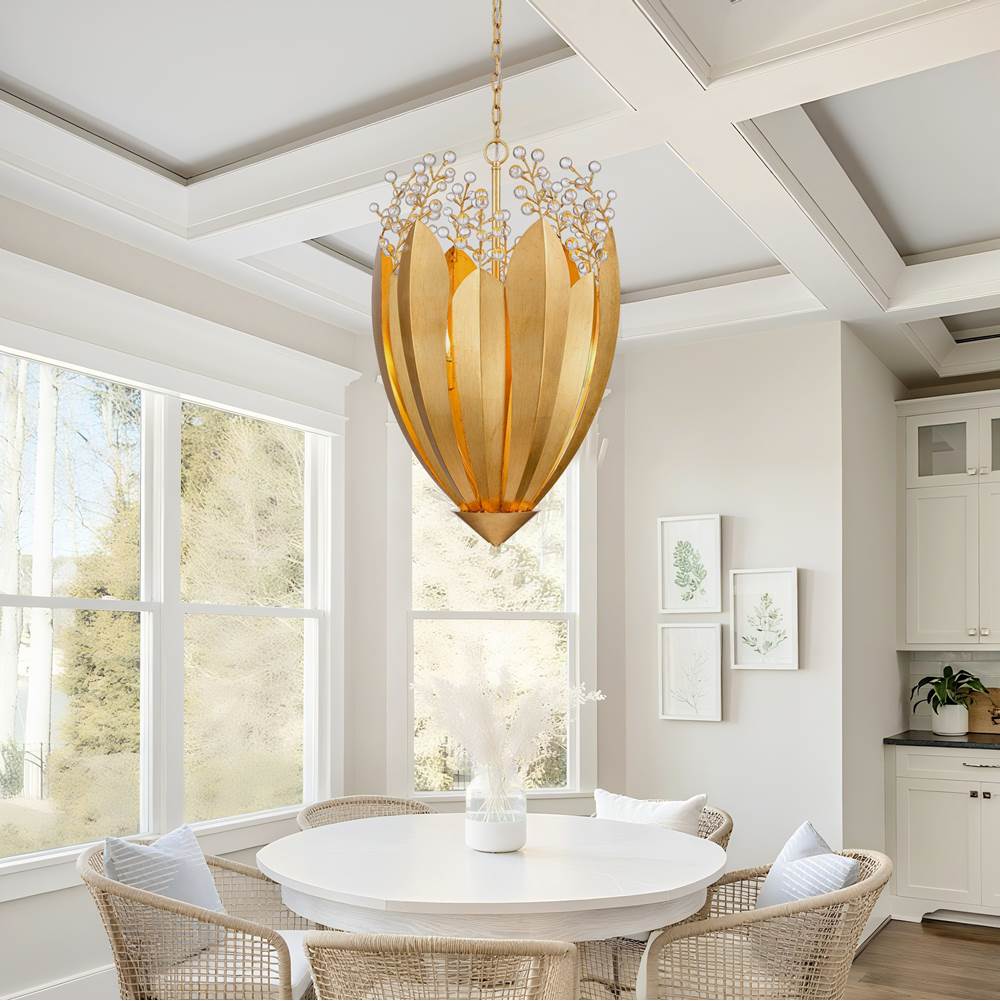 Arabela Lighting 85131-6 Antique Gold Leaf 32''  Callista Chandelier In  Antique Gold Leaf With Clear Crytal Image 3