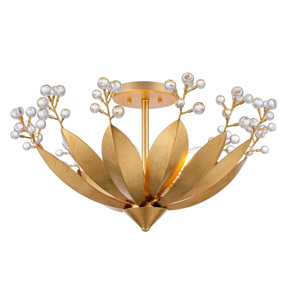 Arabela Lighting 85134-5 Antique Gold Leaf 13''  Callista Semi Flushmount In  Antique Gold Leaf With Clear Crytal Image 1