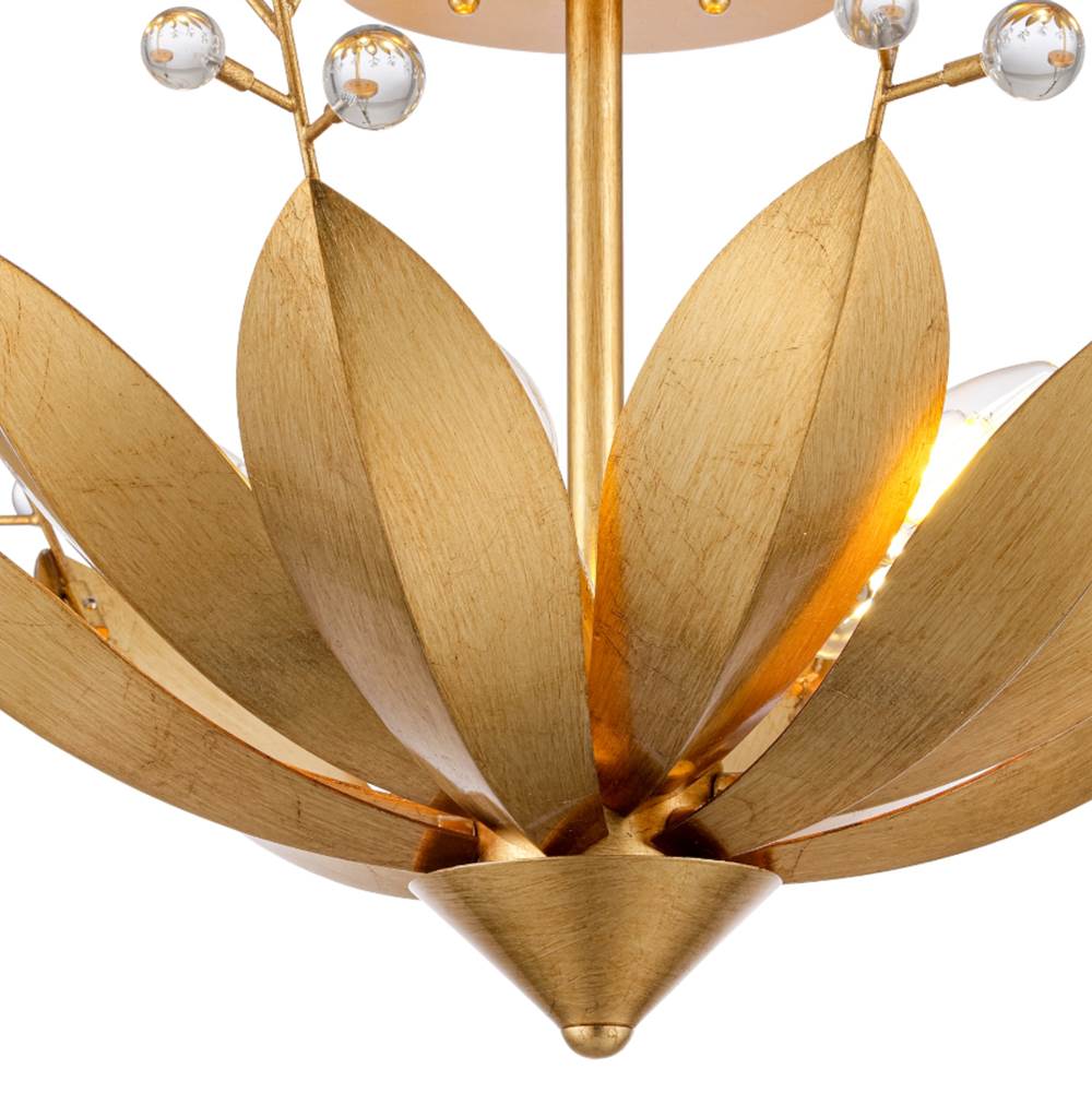 Arabela Lighting 85134-5 Antique Gold Leaf 13''  Callista Semi Flushmount In  Antique Gold Leaf With Clear Crytal Image 5