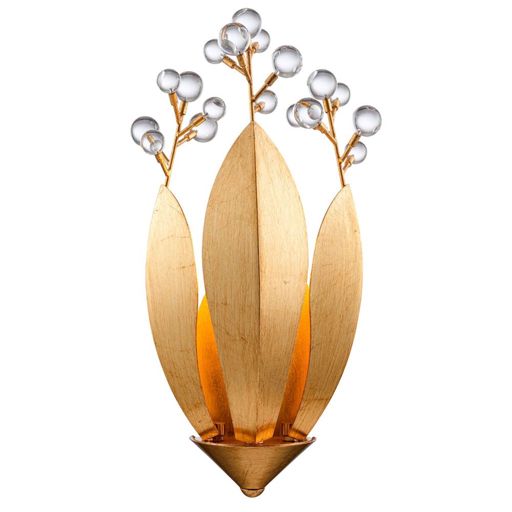Arabela Lighting 85135-1 Antique Gold Leaf 15''  Callista Wall Sconce In  Antique Gold Leaf With Clear Crytal Image 1