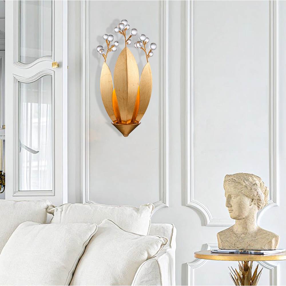 Arabela Lighting 85135-1 Antique Gold Leaf 15''  Callista Wall Sconce In  Antique Gold Leaf With Clear Crytal Image 3