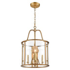 Arabela Lighting 85143-3 Natural Brass 21'' French Country Landern Pendant In Natural Brass With Natural Solid Wood Center Column Image 1