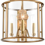 Arabela Lighting French Country 21'' French Country Landern Pendant In Natural Brass With Natural Solid Wood Center Column