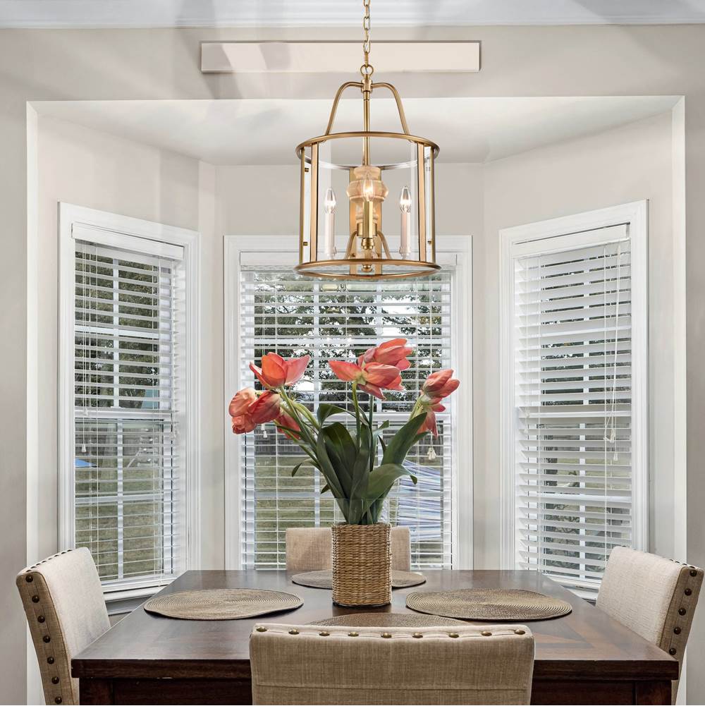 Arabela Lighting 85143-3 Natural Brass 21'' French Country Landern Pendant In Natural Brass With Natural Solid Wood Center Column Image 3