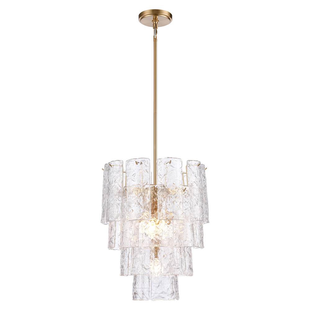 Arabela Lighting 85161-5 Lacquered Gold 21''  Fire And Ice  Chandelier In Lacquered Gold With Textured Clear Glass Image 1