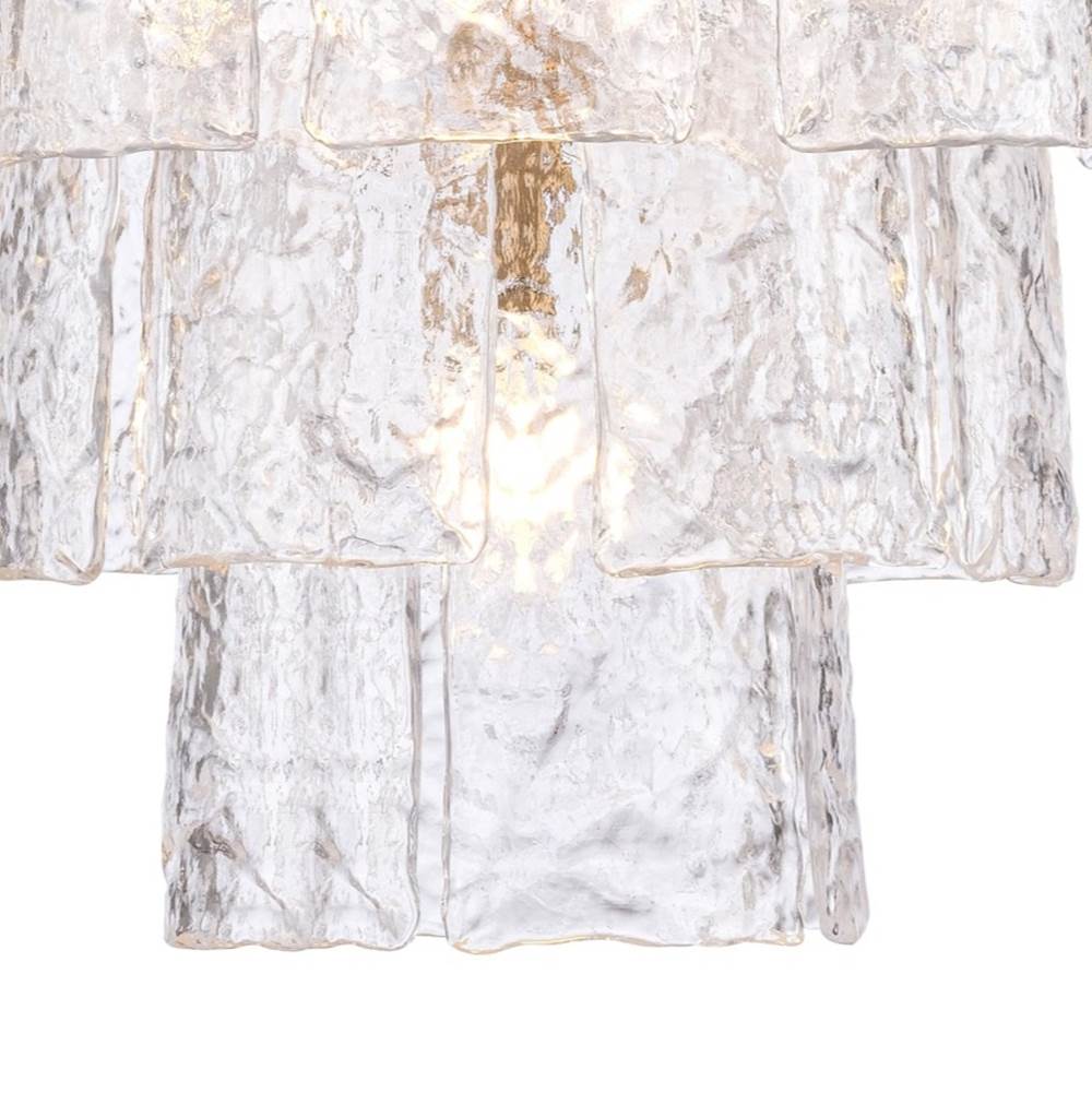 Arabela Lighting Fire And Ice 21''  Fire And Ice  Chandelier In Lacquered Gold With Textured Clear Glass