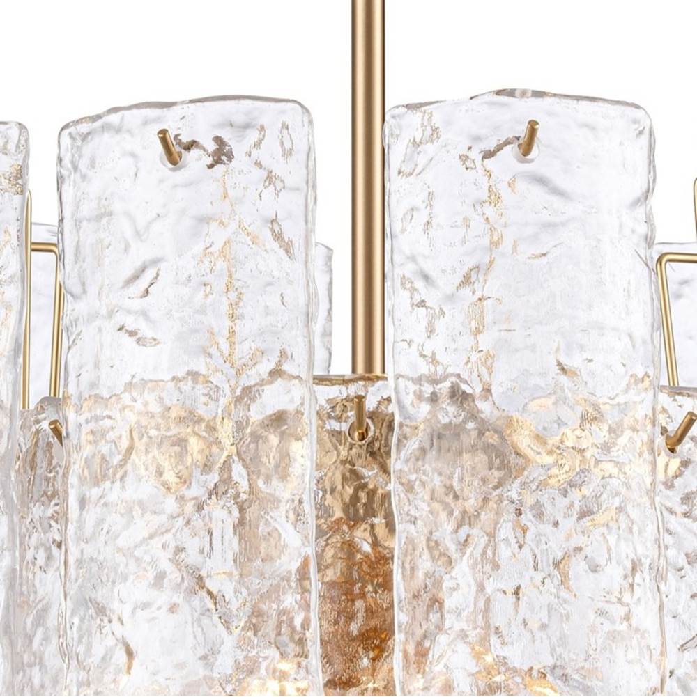 Arabela Lighting 85161-5 Lacquered Gold 21''  Fire And Ice  Chandelier In Lacquered Gold With Textured Clear Glass Image 4