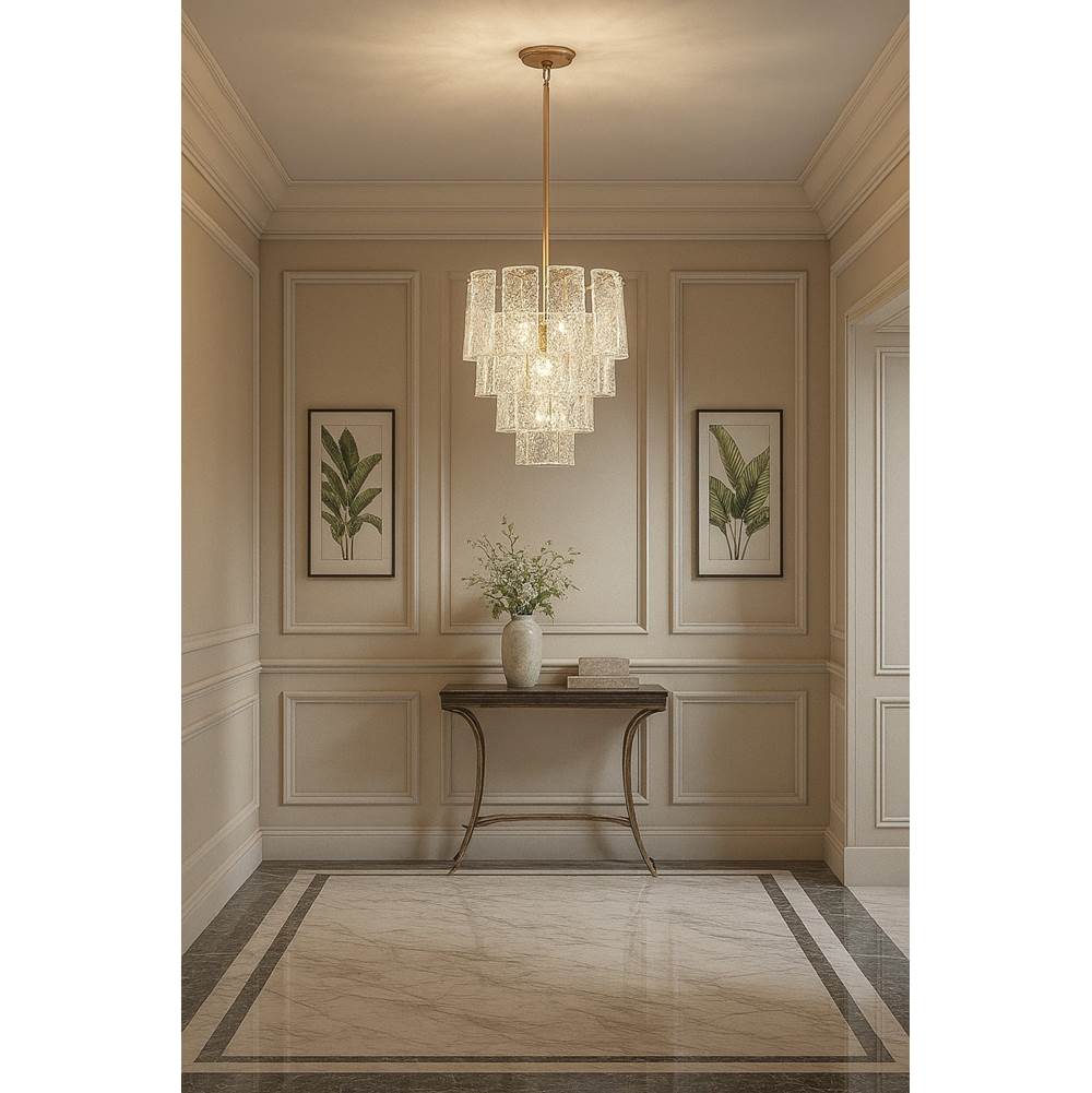 Arabela Lighting 85161-5 Lacquered Gold 21''  Fire And Ice  Chandelier In Lacquered Gold With Textured Clear Glass Image 3