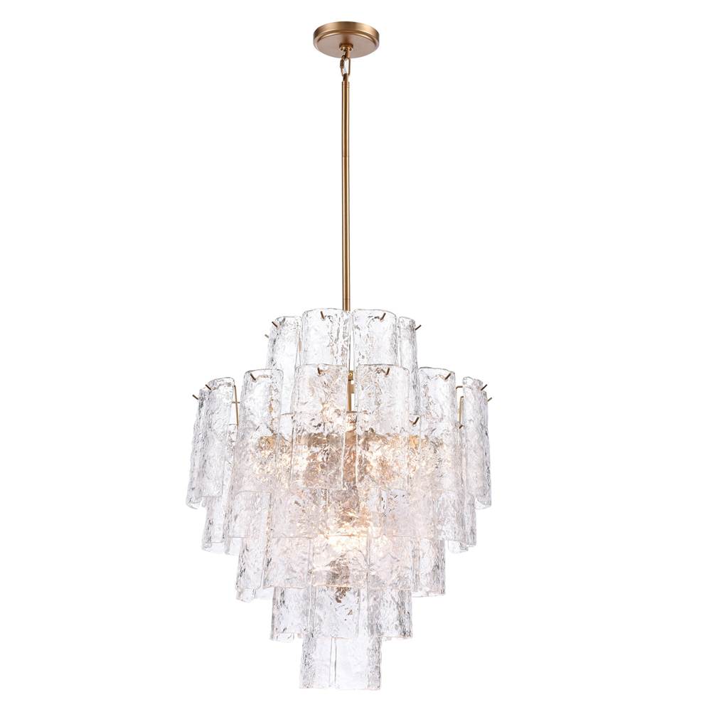 Arabela Lighting 85162-13 Lacquered Gold 29''  Fire And Ice  Chandelier In Lacquered Gold With Textured Clear Glass Image 1