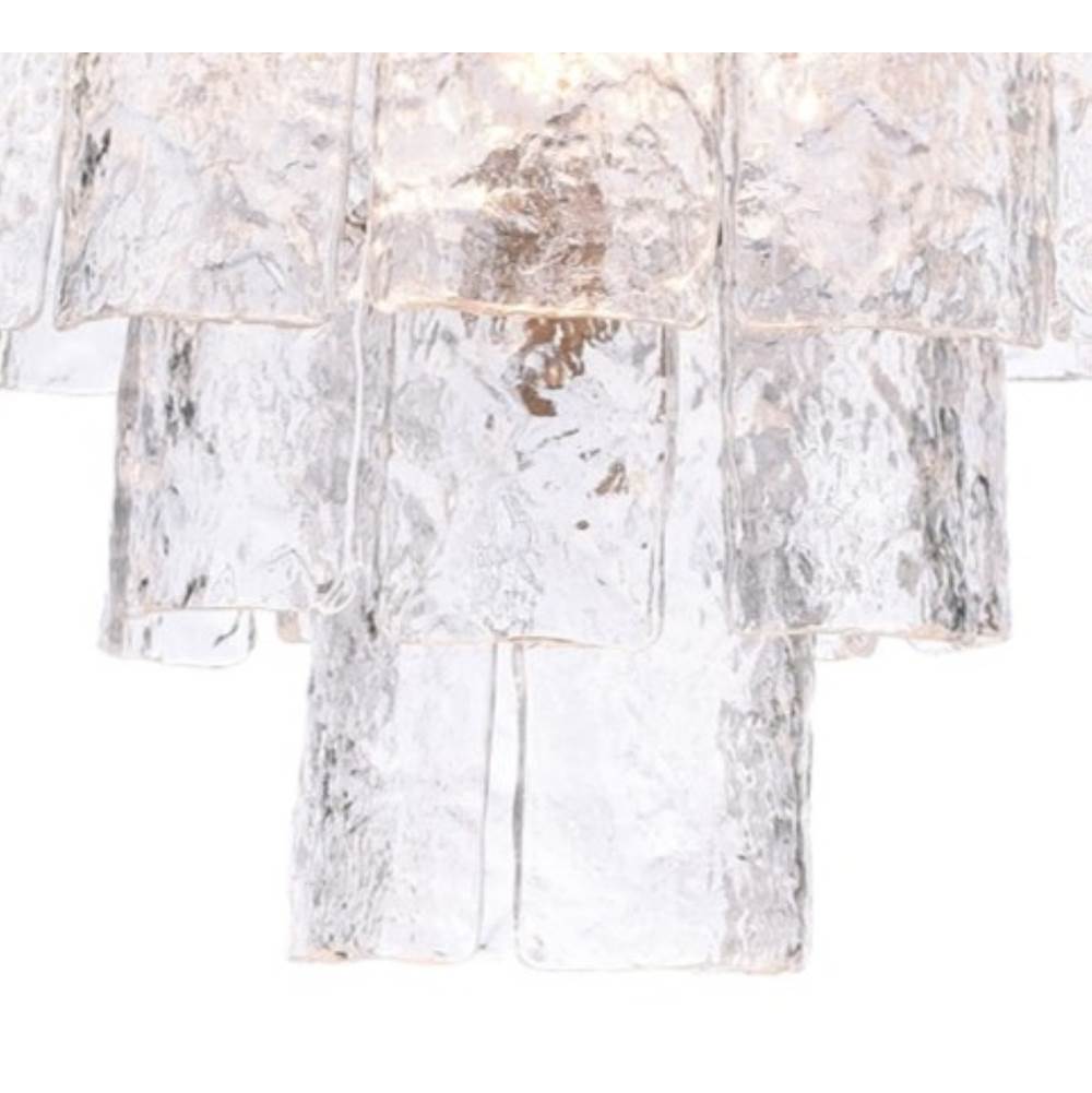 Arabela Lighting Fire And Ice 29''  Fire And Ice  Chandelier In Lacquered Gold With Textured Clear Glass