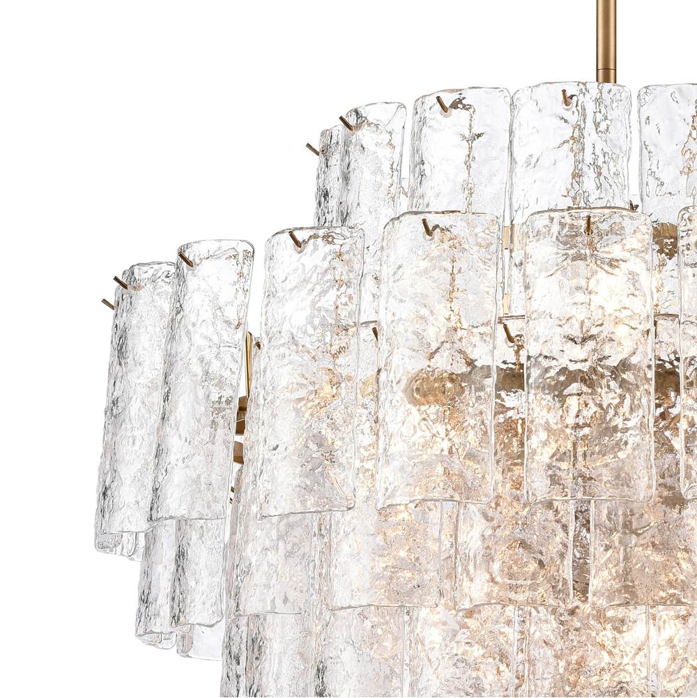 Arabela Lighting 85163-21 Lacquered Gold 37''  Fire And Ice  Chandelier In Lacquered Gold With Textured Clear Glass Image 4