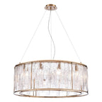 Arabela Lighting 85171-12 Lacquered Gold 32'' Boundaries Pendant In Lacquered Gold With Clear Textured Glass Strips Image 1