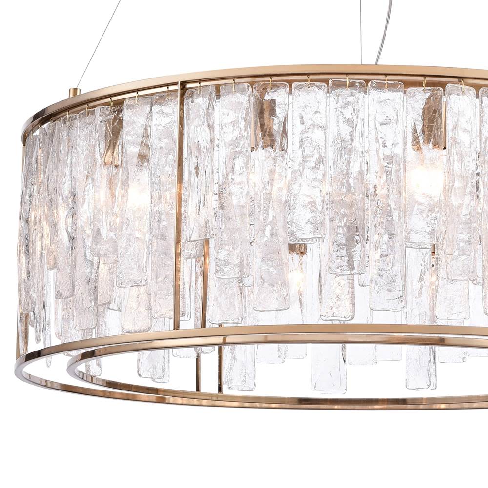 Arabela Lighting Boundaries 32'' Boundaries Pendant In Lacquered Gold With Clear Textured Glass Strips