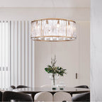 Arabela Lighting 85171-12 Lacquered Gold 32'' Boundaries Pendant In Lacquered Gold With Clear Textured Glass Strips Image 3
