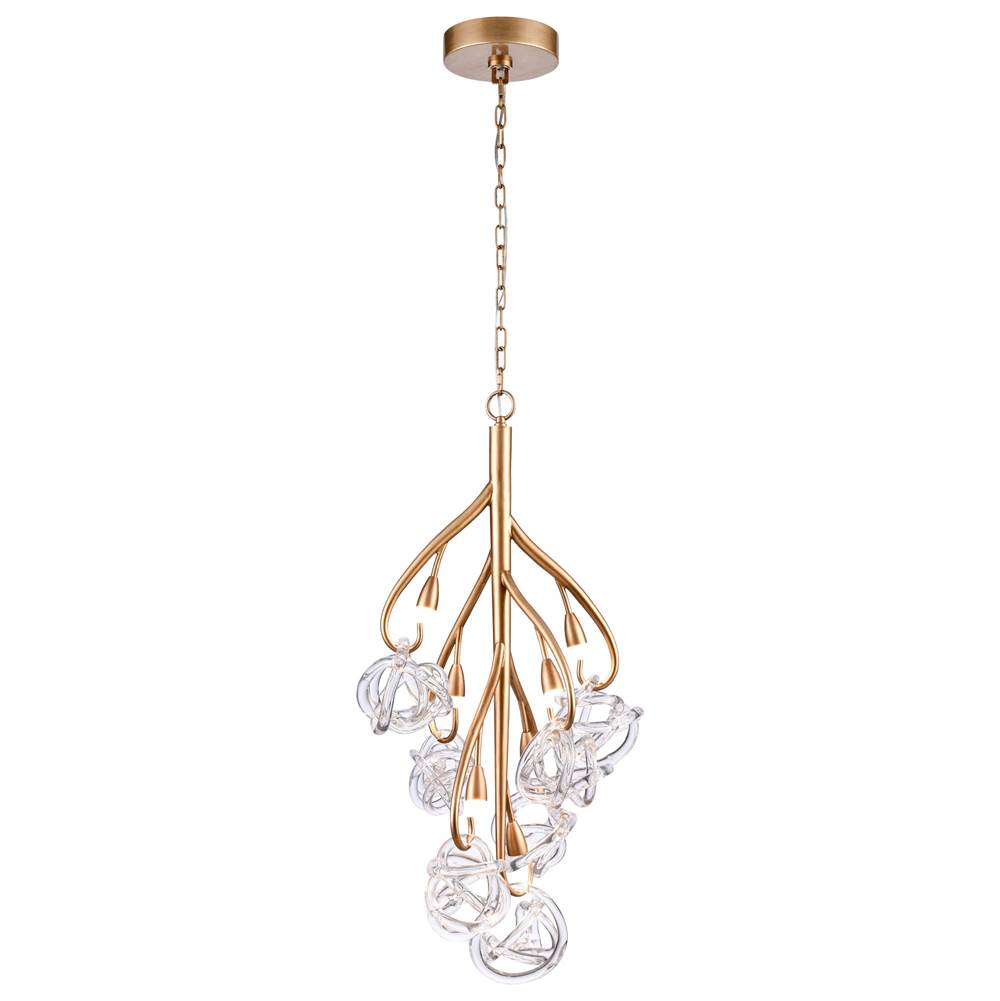 Arabela Lighting 85181-7 Antique Gold Leaf 34'' Freeform Chandelier In Antique Gold  With Clear Art Glass Spheres Image 1