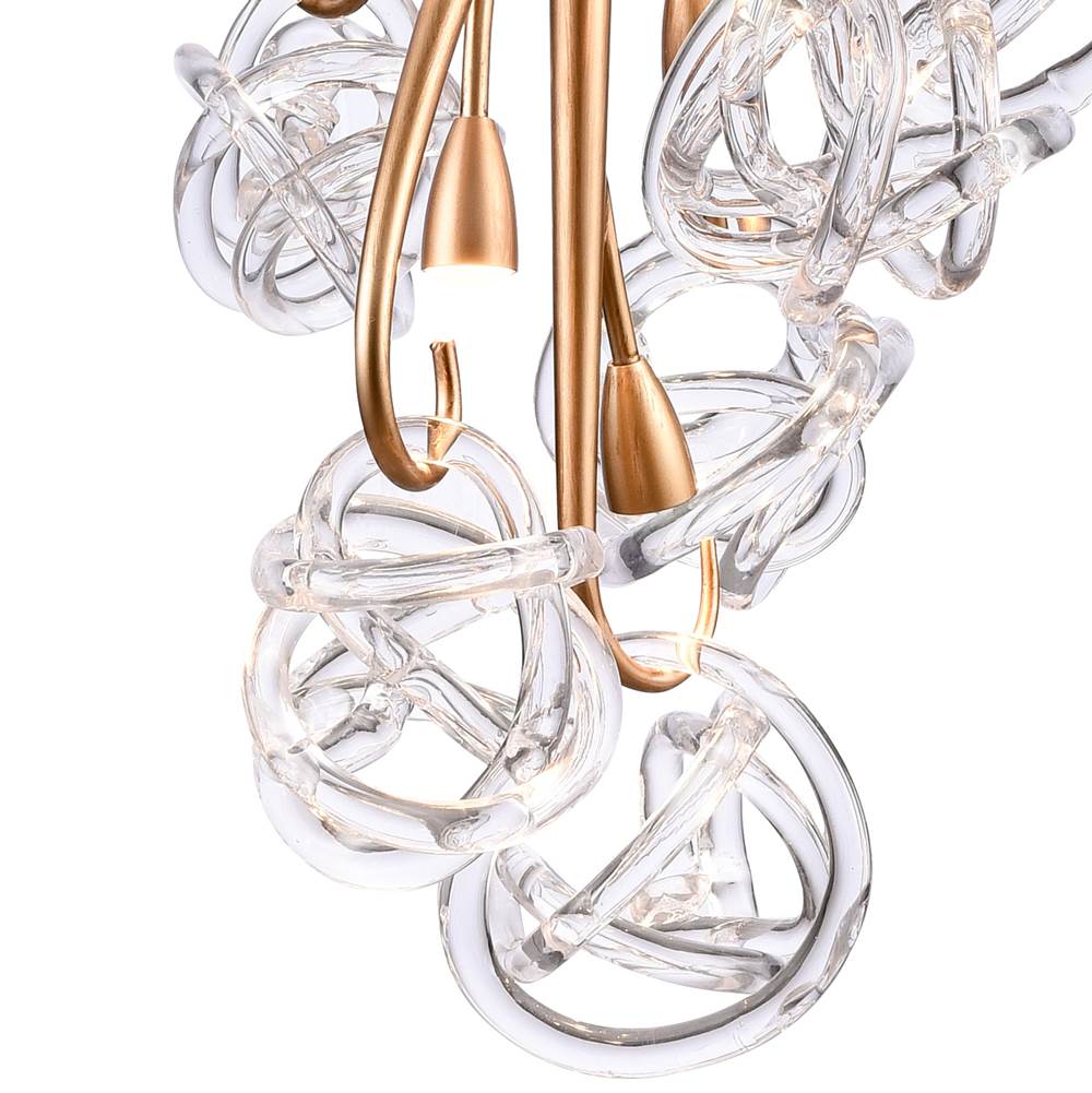 Arabela Lighting Freeform 34'' Freeform Chandelier In Antique Gold  With Clear Art Glass Spheres