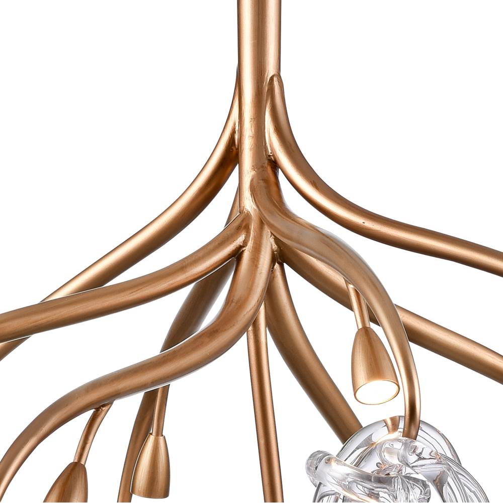 Arabela Lighting 85182-9 Antique Gold Leaf 37'' Freeform Chandelier In Antique Gold  With Clear Art Glass Spheres Image 7
