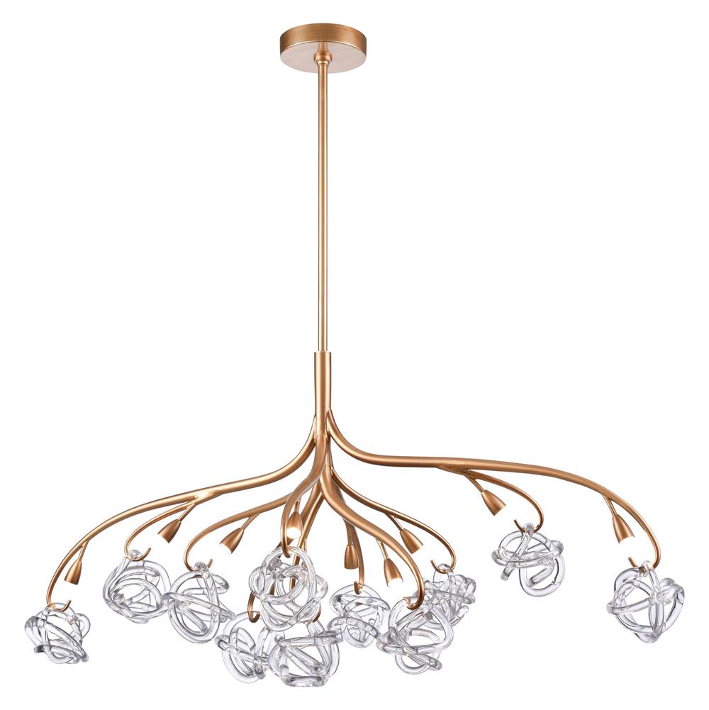 Arabela Lighting 85183-11 Antique Gold Leaf 57'' Freeform Chandelier In Antique Gold  With Clear Art Glass Spheres Image 1