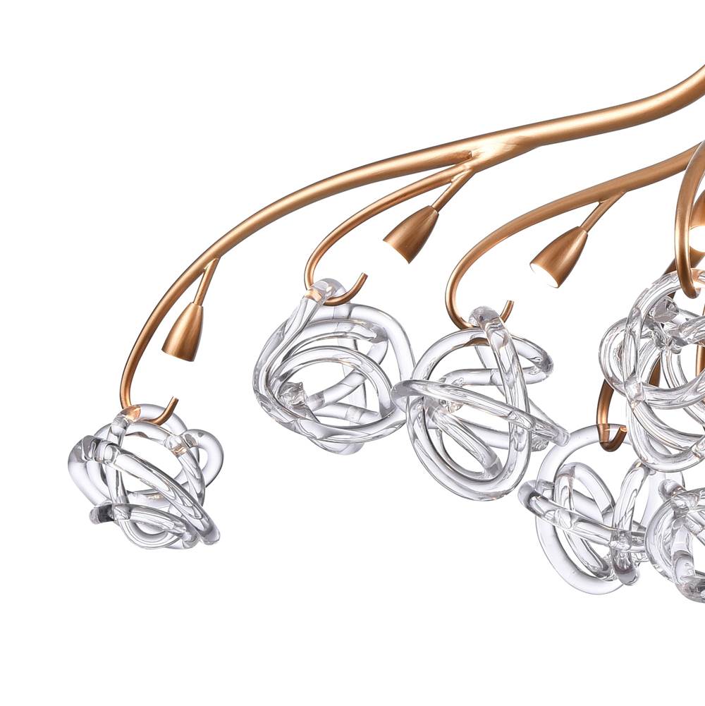 Arabela Lighting Freeform 57'' Freeform Chandelier In Antique Gold  With Clear Art Glass Spheres