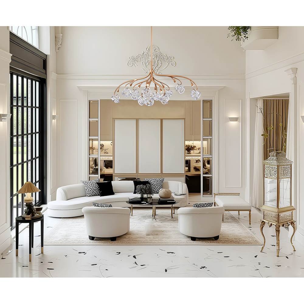Arabela Lighting 85183-11 Antique Gold Leaf 57'' Freeform Chandelier In Antique Gold  With Clear Art Glass Spheres Image 3