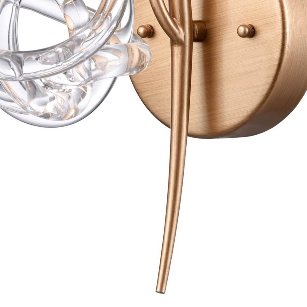 Arabela Lighting 85184-1 Antique Gold Leaf 14'' Freeform Wall Sconce In Antique Gold  With Clear Art Glass Spheres Image 3