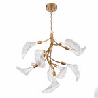 Arabela Lighting Calla 32'' Calla  Chandelier  In Natural Brass  With Clear Hand-formed Glass Flowers