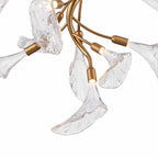 Arabela Lighting 85190-10 Satin Brass 32'' Calla  Chandelier  In Natural Brass  With Clear Hand-formed Glass Flowers Image 5