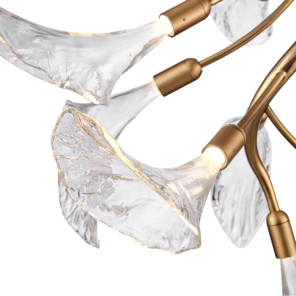 Arabela Lighting 85190-10 Satin Brass 32'' Calla  Chandelier  In Natural Brass  With Clear Hand-formed Glass Flowers Image 4