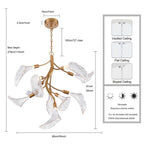 Arabela Lighting 85190-10 Satin Brass 32'' Calla  Chandelier  In Natural Brass  With Clear Hand-formed Glass Flowers Image 2