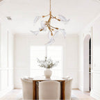 Arabela Lighting 85190-10 Satin Brass 32'' Calla  Chandelier  In Natural Brass  With Clear Hand-formed Glass Flowers Image 3