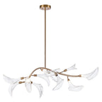 Arabela Lighting 85191-11 Natural Brass 60'' Calla Linear Chandelier In Natural Brass  With Clear Hand-formed Glass Flowers Image 1