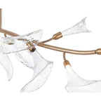 Arabela Lighting 85191-11 Natural Brass 60'' Calla Linear Chandelier In Natural Brass  With Clear Hand-formed Glass Flowers Image 5