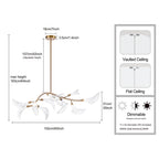 Arabela Lighting 85191-11 Natural Brass 60'' Calla Linear Chandelier In Natural Brass  With Clear Hand-formed Glass Flowers Image 2