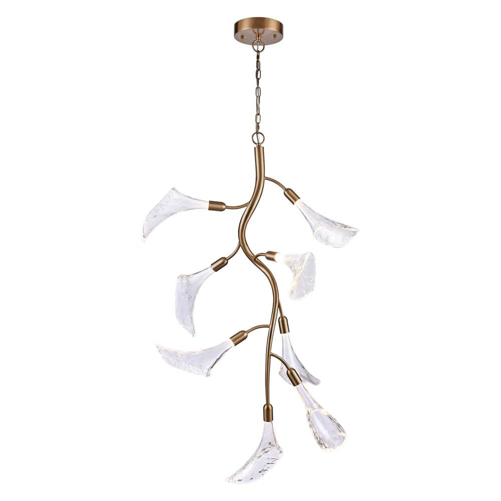 Arabela Lighting 85192-8 Natural Brass 52'' Calla  Chandelier In Natural Brass  With Clear Hand-formed Glass Flowers Image 1