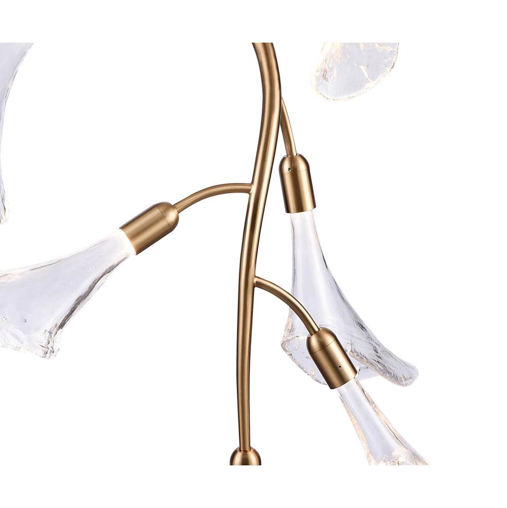 Arabela Lighting Calla 52'' Calla  Chandelier In Natural Brass  With Clear Hand-formed Glass Flowers