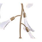 Arabela Lighting Calla 52'' Calla  Chandelier In Natural Brass  With Clear Hand-formed Glass Flowers