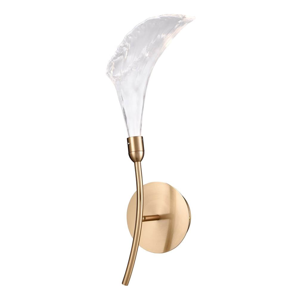 Arabela Lighting 85194-1 Natural Brass 20.5'' Calla  Wall Sconce In Natural Brass  With Clear Hand-formed Glass Flowers Image 1